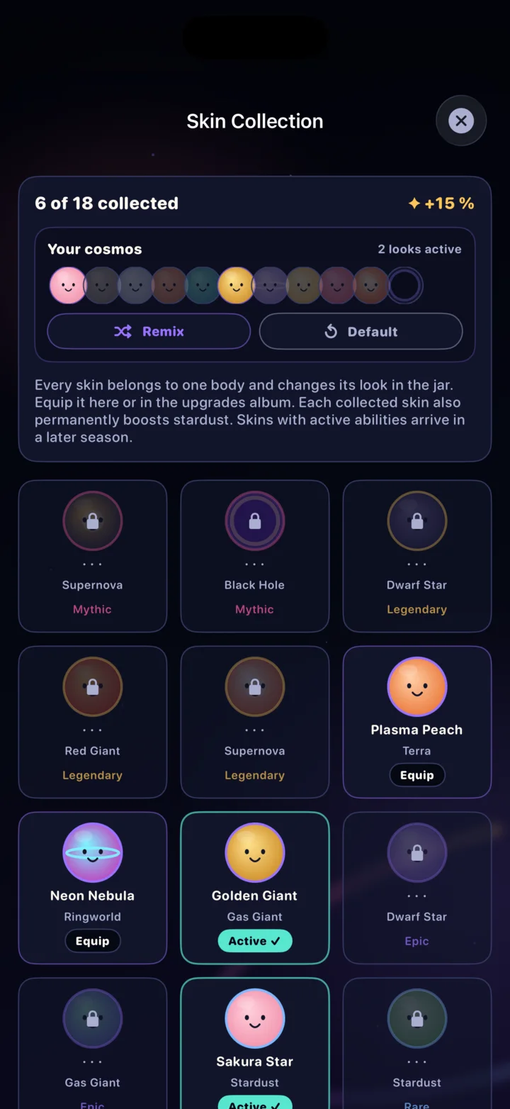 NOVA POP! Sammlung kosmischer Charakter-Skins